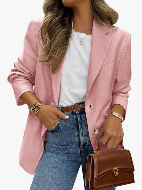 PrettyGarden Jackets & Blazers - PrettyGarden Pink Blazer Women Large NWT Single Button Office Business Jacket